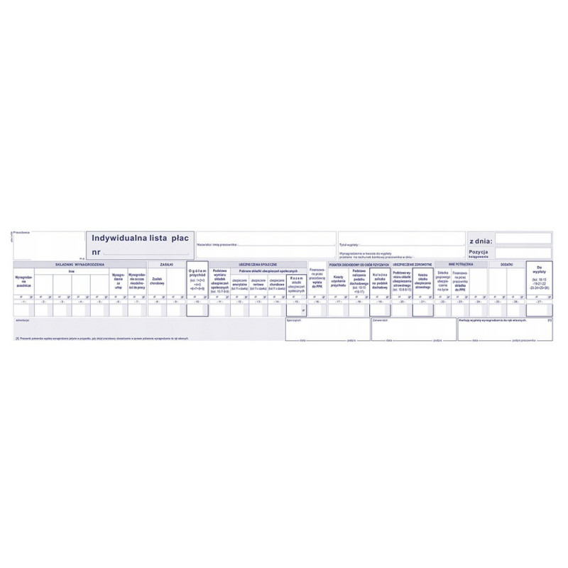 Indywidualna lista płac 1/3 A3  M&P P-5m
