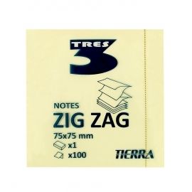 Notes samoprzylepny Tres 75x75mm Zig Zag zółty 100 kartek
