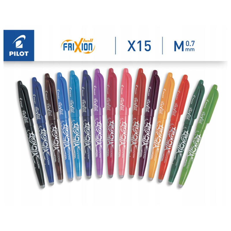 Pióro kulkowe Frixion Pilot 0,7 mm 15 kolorów komplet