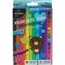 Kredki ołówkowe Jumbo w kształcie głowy Misia 12 kolorów Kidea