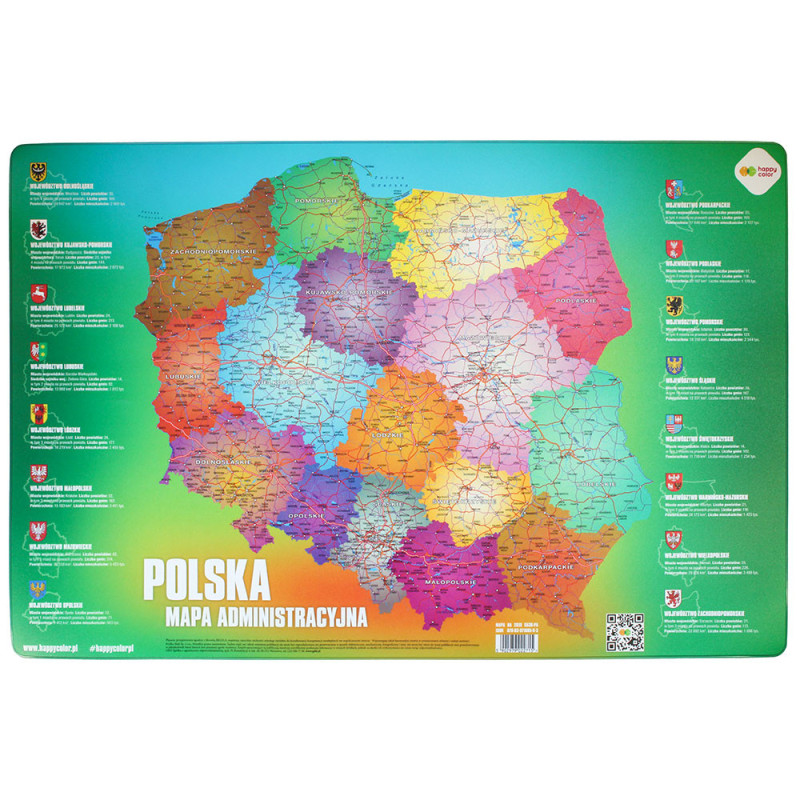Podkład na biurko Mapa administracyjna Polski 36,5x55 cm Happy Color