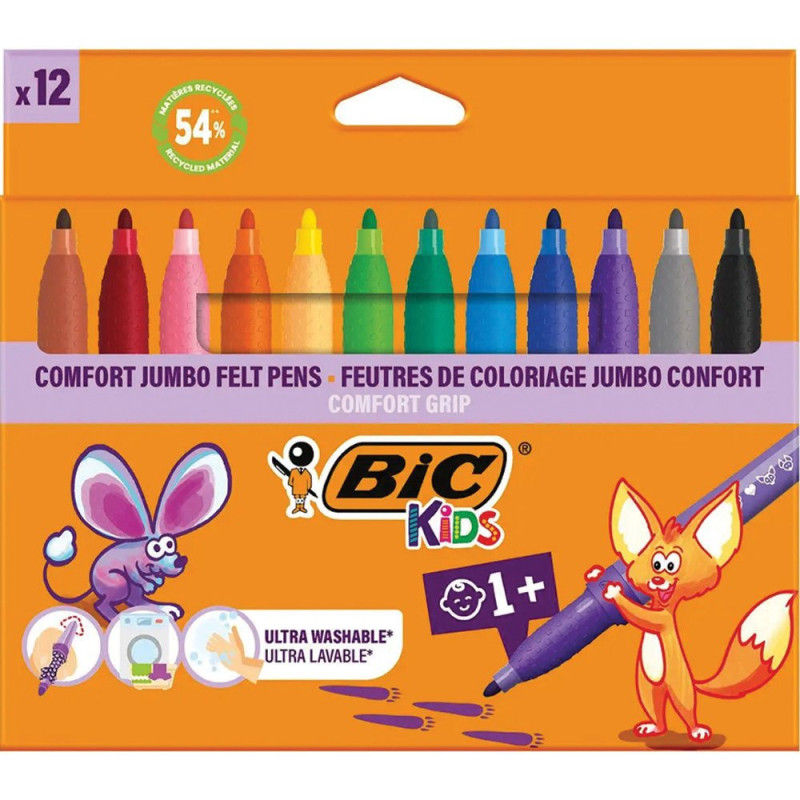 Flamastry mazaki BIC Jumbo Comfort 12 kolorów