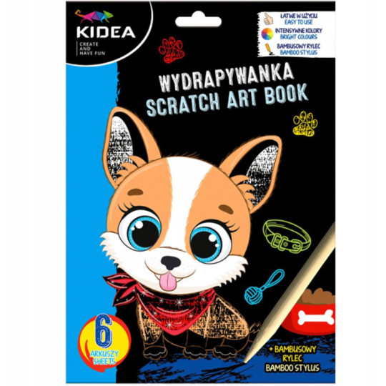 Wydrapywanka z rysikiem Kidea Psy 6 arkuszy