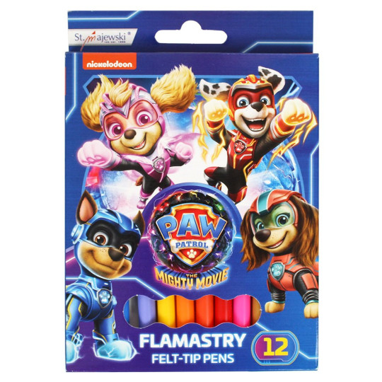 Flamastry szkolne 12 kolorów Psi Patrol