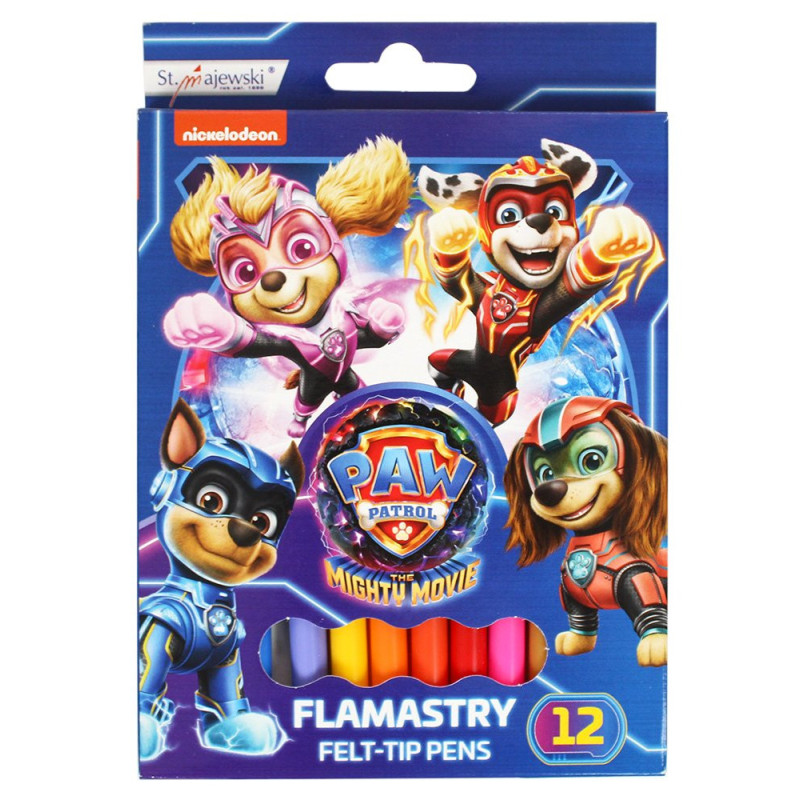 Flamastry szkolne 12 kolorów Psi Patrol