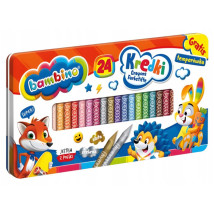 Kredki świecowe Bambino w metalowym etui 24 kolory