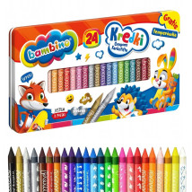 Kredki świecowe Bambino w metalowym etui 24 kolory