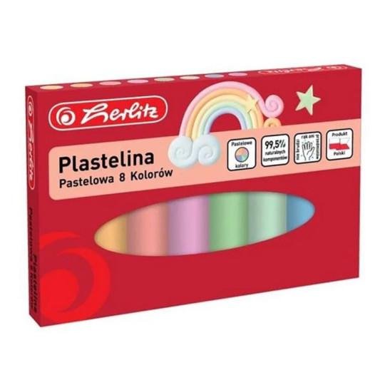 Plastelina pastelowa 8 kolorów Herlitz