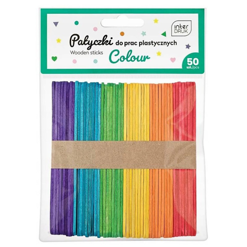 Kolorowe patyczki do prac plastyczny Interdruk 113x10 mm 50 szt.