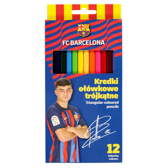 Kredki ołówkowe trójkątne FC BARCELONA 12 kolorów