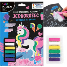 Zestaw rysunkowy z pastelami Jednorożec 6 pasteli 6 arkuszy Kidea