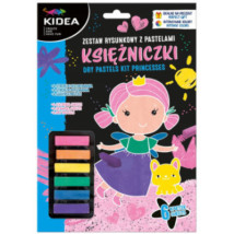 Zestaw rysunkowy z pastelami Księżniczki 6 pasteli 6 arkuszy Kidea