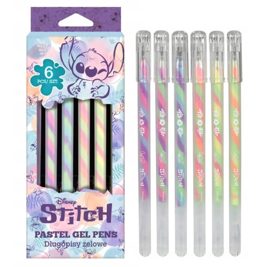 Długopis żelowy wielokolorowy Stitch pastel 6 szt.