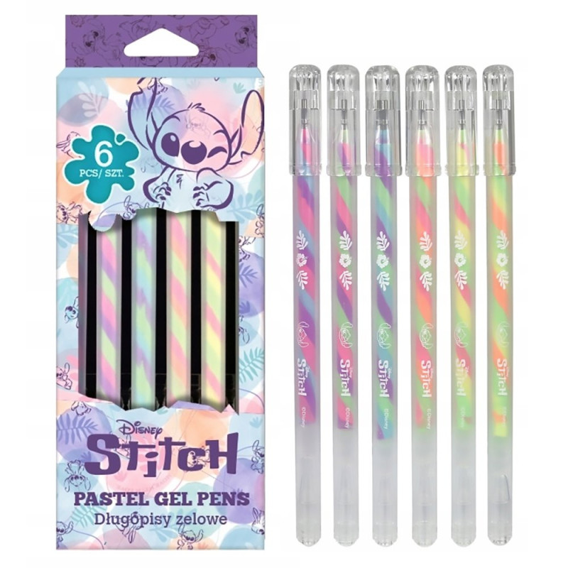 Długopis żelowy wielokolorowy Stitch pastel 6 szt.