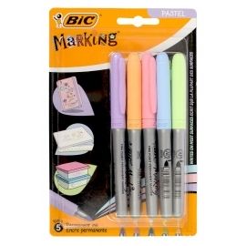 Markery permanentne pastelowe BIC 5 kolorów