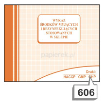 Wykaz środków myjących i dezynfekujących stosowanych w sklepie nr 606