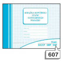 Książka kontroli stanu sanitarnego pojazdu nr 607