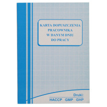 Karta dopuszczenia pracownika w danym dniu do pracy nr 608