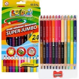 Kredki ołówkowe dwustronne Super Jumbo 24 kolory