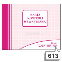 Karta kontroli wewnętrznej nr 613
