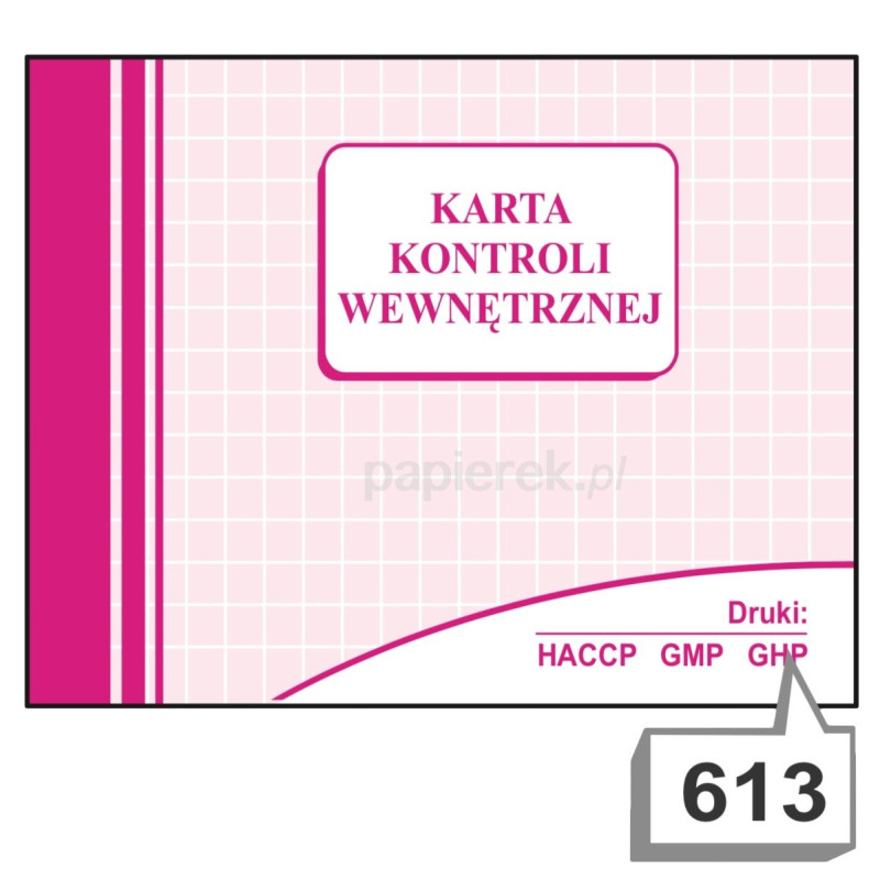 Karta kontroli wewnętrznej nr 613 HACCP