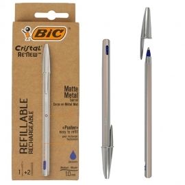 Długopis metalowy Bic Cristal Re"new 1 + 2 wkłady niebieskie