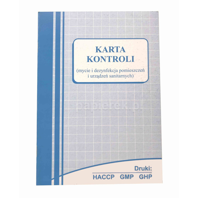 Karta kontroli mycie i dezynfekcja pomieszczeń i urządzeń sanitarnych nr 615 HACCP
