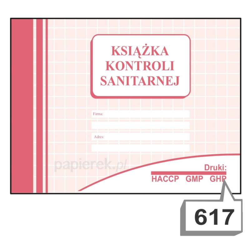 Książka kontroli sanitarnej nr 617