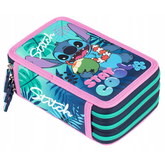 Piórnik 3 komory z wyposażeniem Lilo i Stitch Stay Cool