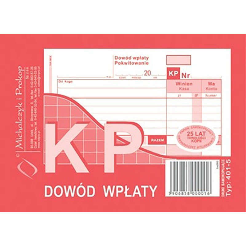 KP dowód wpłaty 401-5 format A6