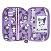 Piórnik z wyposażeniem potrójny Kuromi Violet