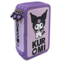 Piórnik z wyposażeniem potrójny Kuromi Violet