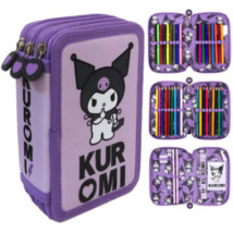 Piórnik z wyposażeniem potrójny Kuromi Violet