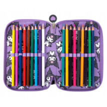 Piórnik z wyposażeniem potrójny Kuromi Violet