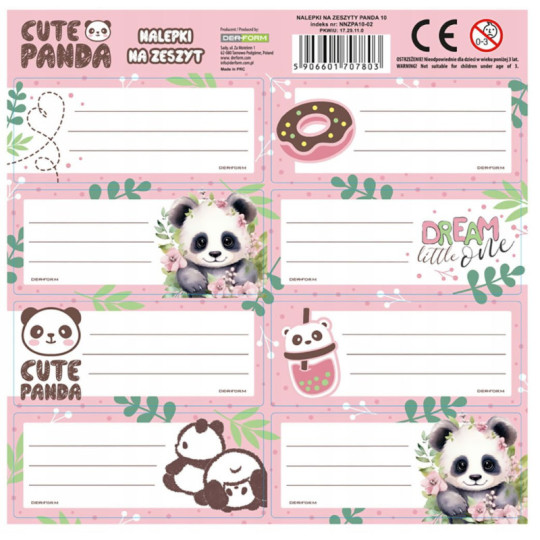 Naklejki na zeszyty Panda Derform