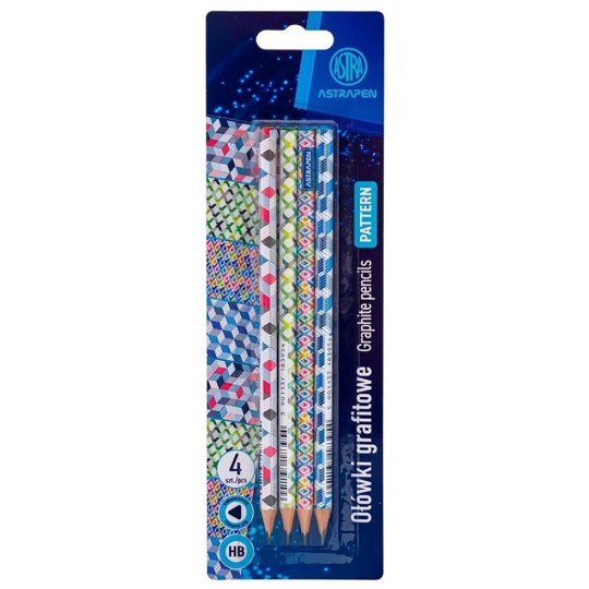 Ołówki grafitowe trójkątne HB Patterns 4 szt. blister