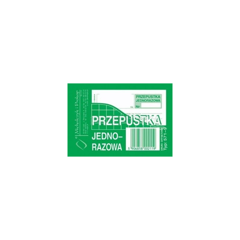 PRZEPUSTKA JEDNORAZOWA M&P 571-9
