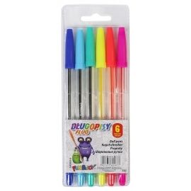 Długopisy kolorowe fluo 6 kolorów