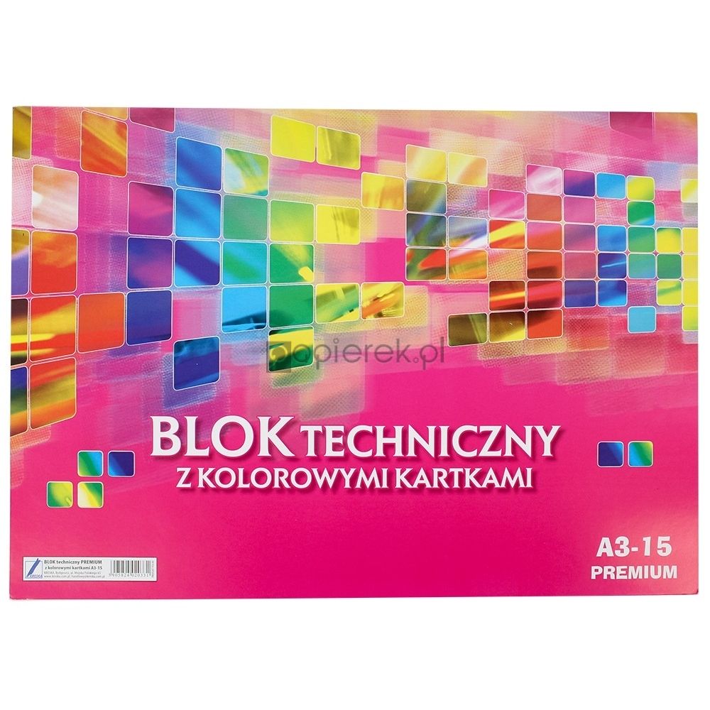 Blok techniczny A3 z kolorowymi kartkami premium Kreska