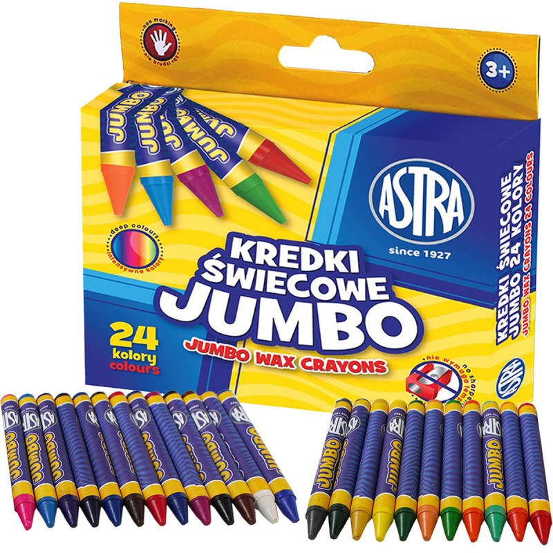 Kredki świecowe grube Jumbo 24 kolory Astra