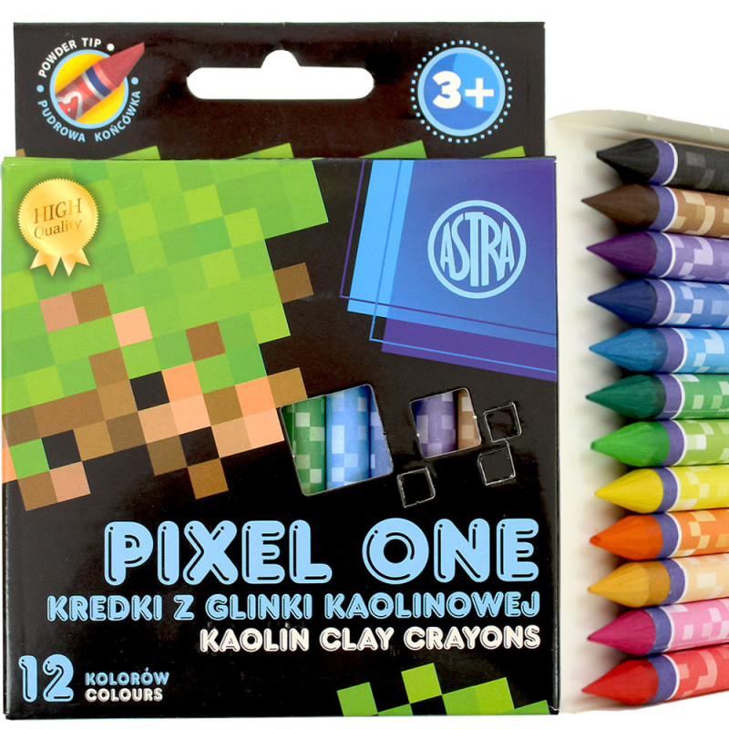 Kredki z glinki koalinowej Pixel One 12 kolorów Astra