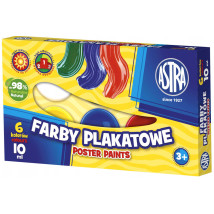 Farby plakatowe szkolne Astra 6 kolorów 10 ml