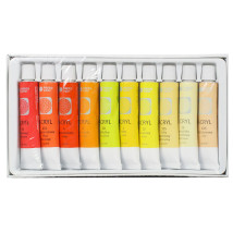 Farby akrylowe Happy Color 10 kolorów x 12 ml odcienie żółtego