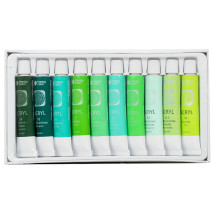 Farby akrylowe Happy Color 10 kolorów x 12 ml odcienie zielonego