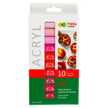 Farby akrylowe Happy Color 10 kolorów x 12 ml odcienie czerwonego
