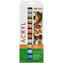 Farby akrylowe metaliczne Happy Color 10 szt x 12 ml