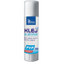 Klej w sztyfcie PVP bezbarwny supermocny Tetis 15g