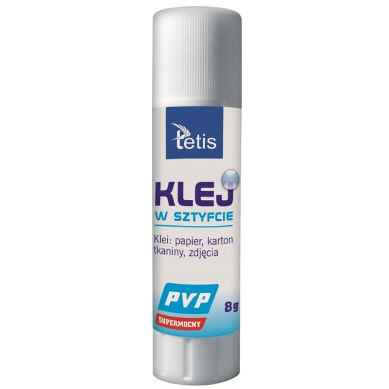 Klej w sztyfcie bezbarwny PVP supermocny Tetis 8g