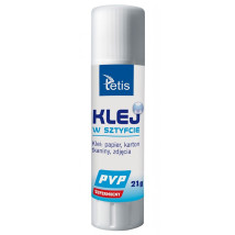 Klej w sztyfcie PVP bezbarwny supermocny Tetis 21g