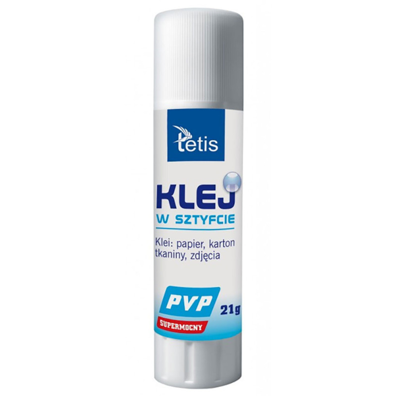 Klej w sztyfcie PVP bezbarwny supermocny Tetis 21g